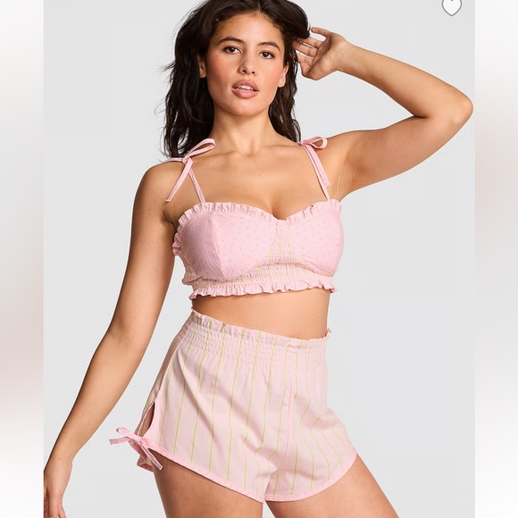 PINK Victoria's Secret Other - PINK Victoria Secret Cotton Bralette & Ruffle Shorts Set